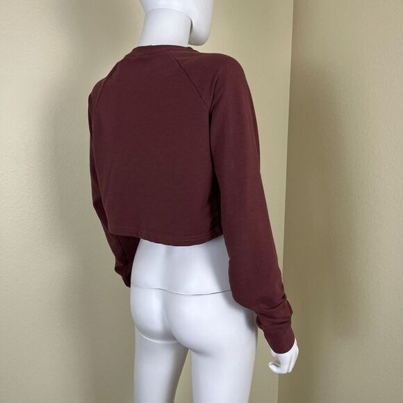 Gymshark Women's Size M Brown Training Cropped Crewneck Sweater Athleisure Yoga - Picture 13 of 14